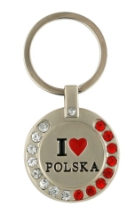 Brelok z cyrkoniami, "I love Polska"