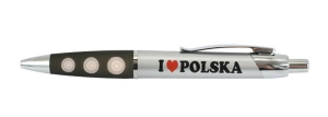 Długopis srebrny "I love Polska"
